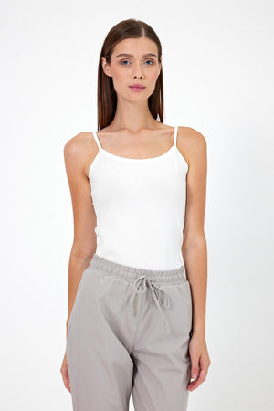 Kadın Slim Fit Beyaz İp Askılı Atlet