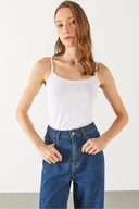 Kadın Slim Fit İp Askılı Atlet - Beyaz