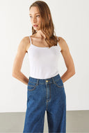 Kadın Slim Fit İp Askılı Atlet - Beyaz