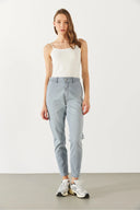 Slim Fit İp Askılı Atlet-Fildişi