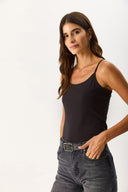 Kadın Slim Fit İp Askılı Atlet - Siyah