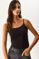 Kadın Slim Fit İp Askılı Atlet - Siyah