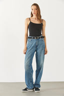 Kadın Slim Fit İp Askılı Atlet - Siyah