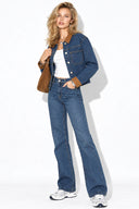 Kadın Süet Detaylı Dark Blue Jean Ceket-Dark Blue