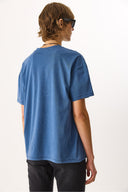 Kadın Sülfür Boyalı Baskılı Tişört %100 Pamuk - Navy