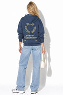Kadın Thinky Baskılı Sweatshirt %100 Pamuk-Navy
