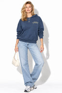 Kadın Thinky Baskılı Sweatshirt %100 Pamuk-Navy