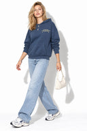 Kadın Thinky Baskılı Sweatshirt %100 Pamuk-Navy