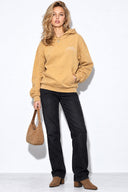 Kadın Thinky Baskılı Sweatshirt %100 Pamuk-Sarı