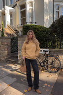 Kadın Thinky Baskılı Sweatshirt %100 Pamuk-Sarı