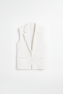 Kadın Uzun Tek Düğmeli Jean Yelek (TENCEL)™ - Beyaz