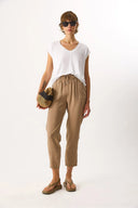 Kadın V Yaka Viskon Tişört-Beyaz