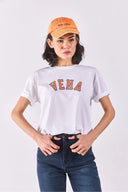 Vena Jeans Baskılı Bisiklet Yaka Regular Fit Tişört-Beyaz