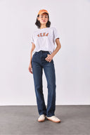 Vena Jeans Baskılı Bisiklet Yaka Regular Fit Tişört-Beyaz