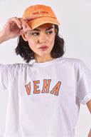 Vena Jeans Baskılı Bisiklet Yaka Regular Fit Tişört-Beyaz