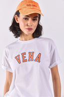 Vena Jeans Baskılı Bisiklet Yaka Regular Fit Tişört-Beyaz