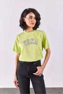Kadın Vena Jeans Baskılı Bisiklet Yaka Regular Fit Tişört %100 Pamuk - Lime