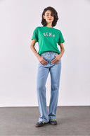 Vena Jeans Baskılı Bisiklet Yaka Regular Fit Tişört-Yeşil