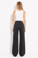 Kadın Wanda Carbon Black Wide Leg Jean Pantolon-Carbon Black