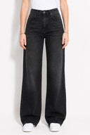 Kadın Wanda Carbon Black Wide Leg Jean Pantolon-Carbon Black