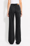 Kadın Wanda Carbon Black Wide Leg Jean Pantolon-Carbon Black