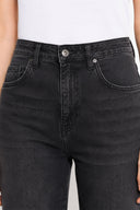 Kadın Wanda Carbon Black Wide Leg Jean Pantolon-Carbon Black