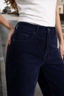 Kadın Wanda Düşük Bel Wide Leg Kadife Pantolon-Lacivert
