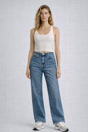 Kadın Wanda Ekstra Yüksek Bel Dark Blue Wide Leg Jean Pantolon %100 Pamuk - Dark Blue