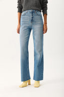 Kadın Wanda Ekstra Yüksek Bel Med Blue Wide Leg Jean Pantolon %100 Pamuk - Med Blue