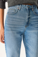 Kadın Wanda Ekstra Yüksek Bel Med Blue Wide Leg Jean Pantolon %100 Pamuk - Med Blue