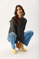 Kadın Wanda Ekstra Yüksek Bel Med Blue Wide Leg Jean Pantolon %100 Pamuk - Med Blue