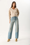 Kadın Wanda Tint Light Blue Wide Leg Jean Pantolon %100 Pamuk - Tint Light Blue