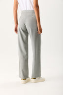 Kadın Wide Leg Gabardin Pantolon - Gri - Beyaz Çizgili