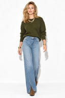 Kadın Yanı Rivetli Yırtmaçlı Light Blue Jean Pantolon-Light Blue