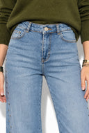 Kadın Yanı Rivetli Yırtmaçlı Light Blue Jean Pantolon-Light Blue