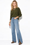 Kadın Yanı Rivetli Yırtmaçlı Light Blue Jean Pantolon-Light Blue