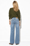 Kadın Yanı Rivetli Yırtmaçlı Light Blue Jean Pantolon-Light Blue