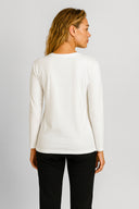 Kadın Yanı Yırtmaçlı Kalın Tişört %100 Pamuk - Fildişi