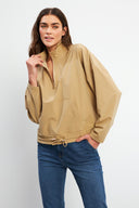 Kadın Yarım Fermuarlı Paraşüt Sweatshirt - Bej