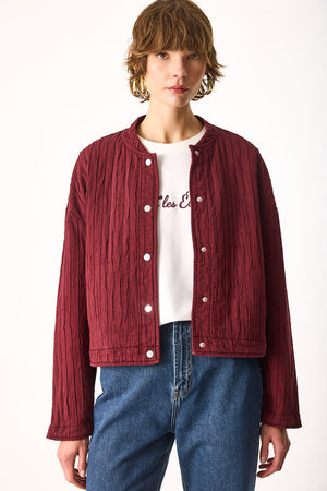 Kadın Kapitone Bomber Ceket - Bordo