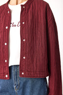 Kadın Kapitone Bomber Ceket - Bordo