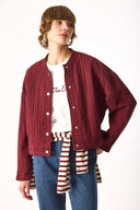 Kadın Kapitone Bomber Ceket - Bordo