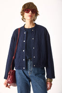 Kadın Kapitone Bomber Ceket - Lacivert