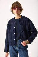 Kadın Kapitone Bomber Ceket - Lacivert