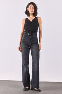 Kadın Kate Yüksek Bel Bootcut Black Jean Pantolon - Black