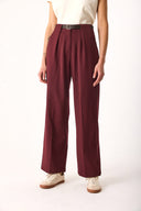 Kadın Kemer Detaylı Chino Pantolon - Bordo
