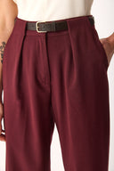Kadın Kemer Detaylı Chino Pantolon - Bordo