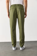 Erkek Ken Beli Lastikli Gabardin Chino Pantolon - Haki