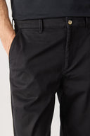 Erkek Ken Beli Lastikli Gabardin Chino Pantolon - Siyah