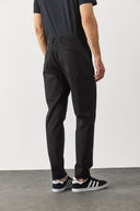 Erkek Ken Beli Lastikli Gabardin Chino Pantolon - Siyah